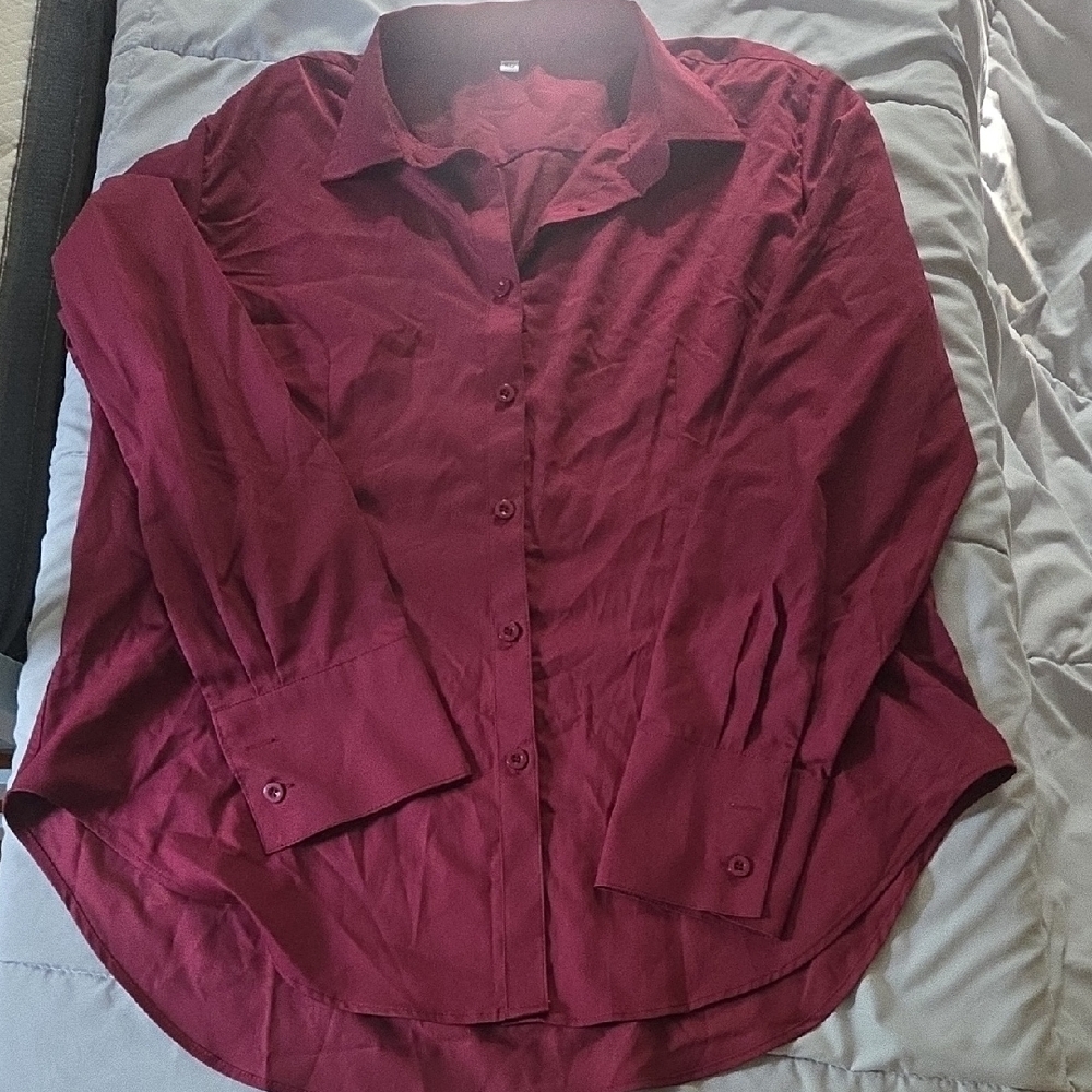 Burgundy Button-Up Shirt